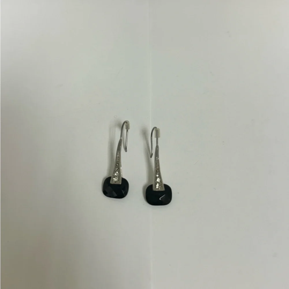 Elegant Silver and Black Drop Earrings